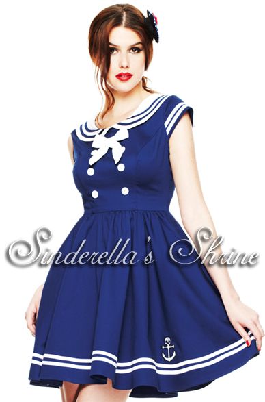 Hell Bunny ~sakura~ Navy Blue Cosplay Sailor Mini Party Dress Xs Xl 6